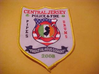 Central Jersey Pipes & Drums 2008 Police Patch Shoulder Size