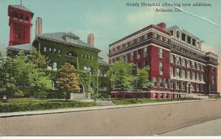 Postcard - Ga - Georgia Grady Hospital Atlanta Wing Unposted