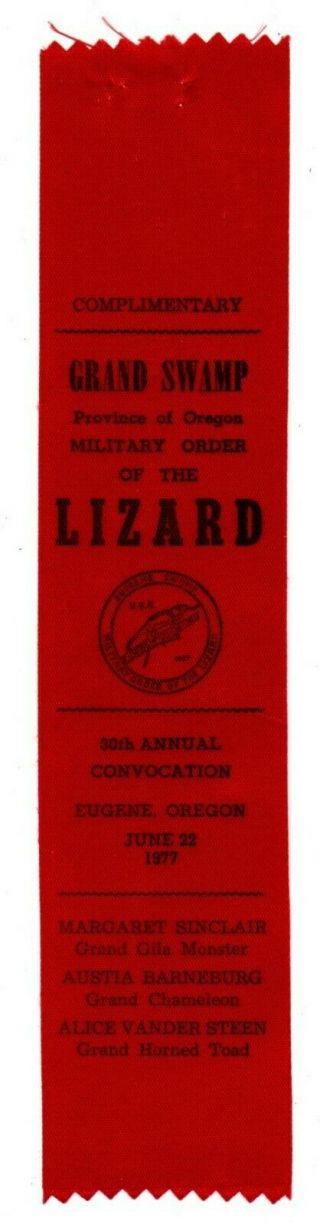 Or Oregon Eugene Spanish War Veterans Military Order Of The Lizard Ribbon 1977