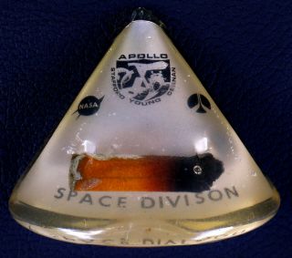 Vtg Apollo 10 Flown Heatshield Ablator Lucite Presentation Nasa Moon Landing