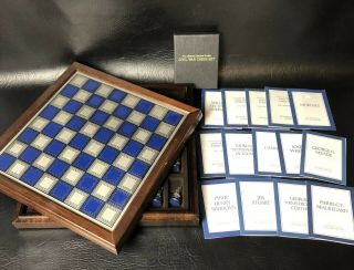 Franklin National Historical Society Civil War Pewter Chess Set W/ Papers
