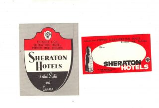French Lick,  Indiana,  Sheraton Hotel,  2 Vintage Luggage Labels