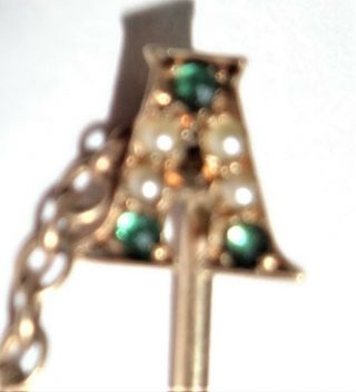 1920 ' s Kappa Alpha Theta Sorority 10K Gold Cut Diamond Emerald Seed Pearls w pin 4