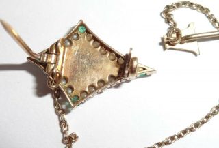 1920 ' s Kappa Alpha Theta Sorority 10K Gold Cut Diamond Emerald Seed Pearls w pin 6