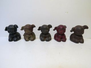 Ten (10) Vintage Cast Iron Pups,  A Whole Litter One With Broken Ear