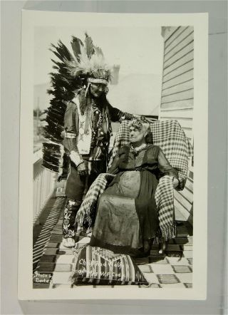 C1918 Buffalo Bills Wild West Photo Indian Performer Red Wolf Visiting Mrs Cody