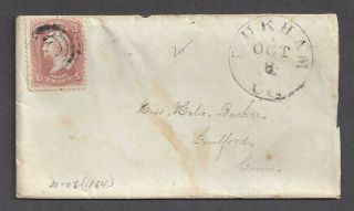Durham,  Ct 1864 Cover With Enclosed Letter Durham Cds & Target Cancel On 65