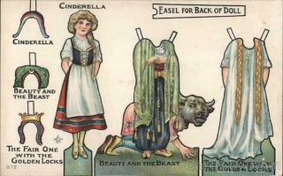 Fantasy 1915 Set of 3 Cards: Fairy Tale Cut - Out Paper Dolls Rare Novelty 2
