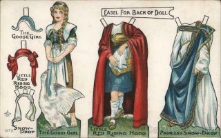 Fantasy 1915 Set of 3 Cards: Fairy Tale Cut - Out Paper Dolls Rare Novelty 4