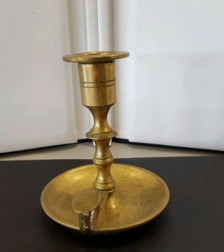 VINTAGE BRASS CHAMBER TAPER CANDLE STICK HOLDERS W/ LOOP THUMB HANDLE 3