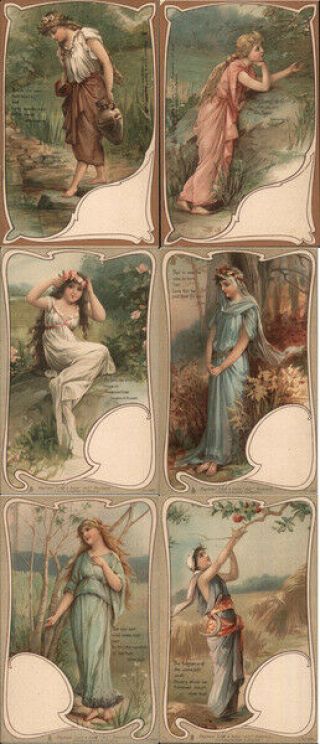 Set Of 6: Art Series,  Women With Poems Tuck Poetry Postcard Raphael Tuck & Sons