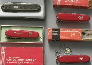 3 Victorinox 1 Wenger: 4 Swiss Knives Pre - 1991 Nib,  2 Outdoorsman,  Mauser By Vic