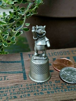 Vintage Collectible Disney Winnie The Pooh Cast Pewter Thimble
