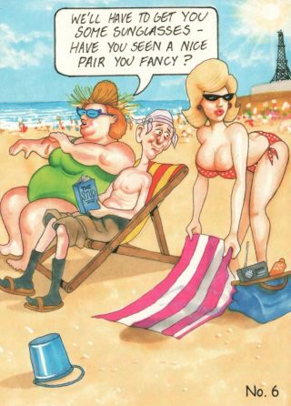 Vintage Saucy Adult Humour Woman In Bikini Tits Boobs Breasts Joke Postcard
