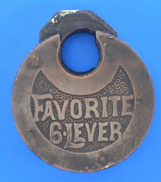 Eagle Lock Co.  Favorite 6 Lever Pancake Padlock Vintage - No Key - S5