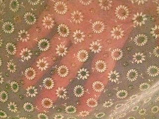Vintage Sheer green Flocked Pastel Petite Flowers Floral Fabric 3 yds X 44 