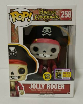 Funko Sdcc Exclusive Jolly Roger 258 Pirates Of The Caribbean Glow In Dark Gitd