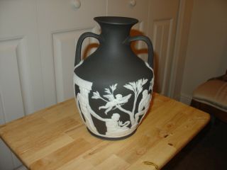 Wedgwood White On Black Large Portland Vase 10 1/2 "