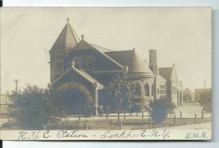 Real Photo Postcard - 1907 - Train Station - Lockport,  York
