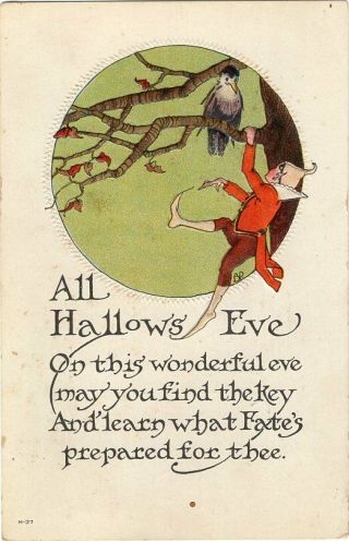 Halloween Postcard Published By Nash,  Series H - 37,  " All Hallow 
