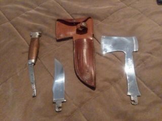 Vintage Case Xx Hunting Knife And Hatchet Combo W/ Leather Sheath Unbelievable
