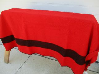 Vintage Warmbilt Red With Red Stripes Wool Camp Blanket 86 " X 68 "
