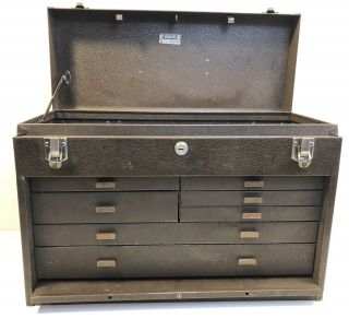 Kennedy 7 Drawer Machinist Tool Chest Box 520 With Key Felt Lined Shape