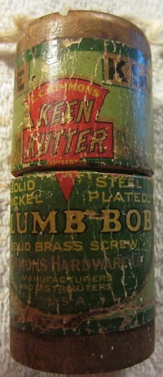 Vintage KEEN KUTTER 3 1/2 ounce Plumb Bob FINE in Wood Box RARE,  K50 4
