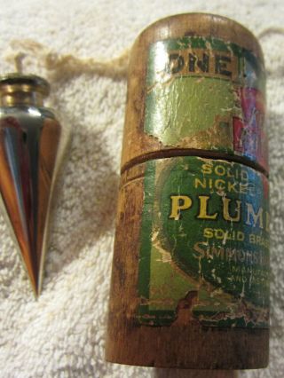 Vintage KEEN KUTTER 3 1/2 ounce Plumb Bob FINE in Wood Box RARE,  K50 6