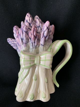 Kaldun & Bogle Hand Painted Asparagus Small Pitcher With Lid And Handle