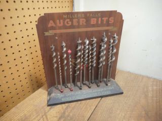 L4657 - Rare Vintage Hardware Store Miller Falls Auger Bit Display Sign Tools