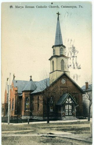 1914 Catasauqua Pa St Marys Roman Catholic Church Lehigh County Postcard