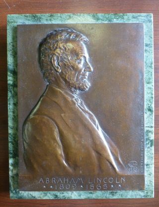 Victor D Brenner plaque - Abraham Lincoln 1809 - 1865 (S.  Klaber & Co.  Founder N.  Y. 2