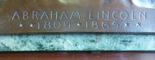 Victor D Brenner plaque - Abraham Lincoln 1809 - 1865 (S.  Klaber & Co.  Founder N.  Y. 4