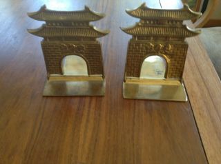 Book Ends Brass Pagoda 6 By 4 Inch Folding Vintage Oriental Asian