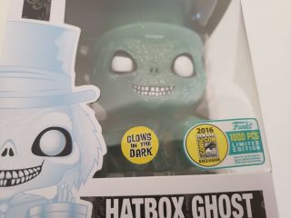 SDCC 2016 Exclusive Funko Pop 165 Haunted Mansion Hatbox Ghost Glows GITD 3