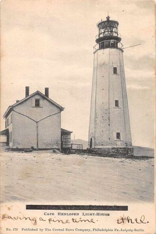 Cape Henlopen Delaware Lighthouse Exterior Vintage Postcard Jh230242