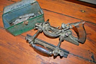 Vintage Stanley Rule & Level Co No.  55 Plane & Tin With 47 Cutters Blades