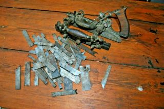 Vintage Stanley Rule & Level Co No.  55 plane & tin with 47 cutters blades 2