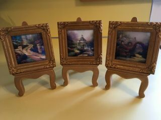 Set Of 3 Thomas Kinkade Framed Minis With Easels