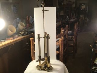Vintage Stiffel Brass Bouillotte Candlestick Desk Table Lamp 3 - Way Light