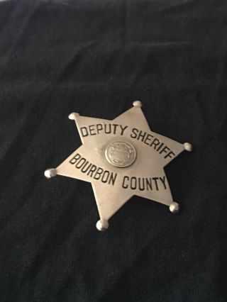 Obsolete Deputy Sheriff Bourbon County Metal Badge 6 Point Star Ws Darley & Co.
