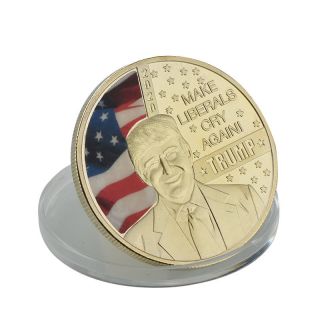 WR 5 × US Trump 2020 Gold Coin Keep America Great / Make Liberals Cry Again Gift 3