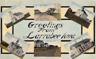 Larrabee Iowa Main Street Igrr Depot Homes Churches School 1912 Postcard