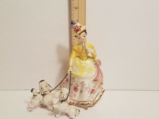 Vintage Victorian Figurine of Woman with Two Poodles Made in Japan 3