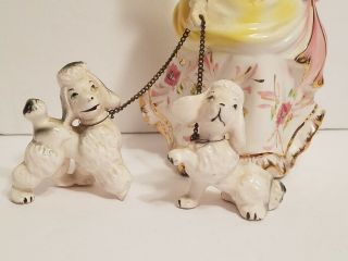 Vintage Victorian Figurine of Woman with Two Poodles Made in Japan 4