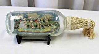 Vintage Folk Art Ship - In - A - Bottle / Mckee Montreal Town Diorama / Signed