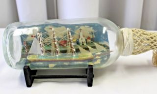 Vintage Folk Art Ship - in - a - Bottle / McKee Montreal Town Diorama / Signed 2