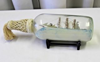 Vintage Folk Art Ship - in - a - Bottle / McKee Montreal Town Diorama / Signed 4