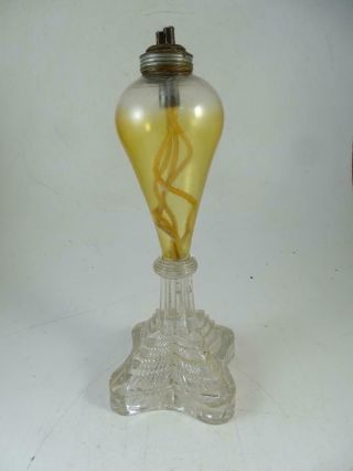 Antique Eapg Glass Whale Oil Lamp Lantern Victorian 1800s Vintage 11 " Tall Old